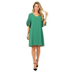 A.B.S. Collection Womens Dress Green Size Small Short Tiered Sleeve Shift Mini